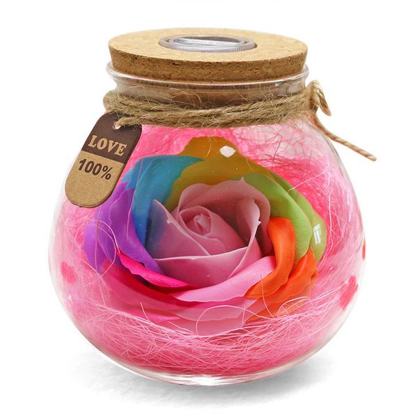 Nachtlicht, Blumenflasche, kreative romantische Rose, LED-RGB-Dimmerlampe, tolles Weihnachtsgeschenk für Mädchen, 16 Farben, Fernbedienung
