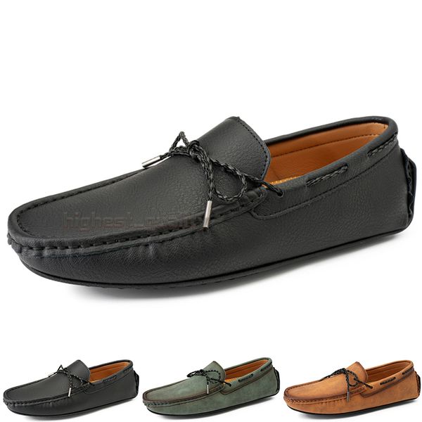 Mode Herren Freizeitschuhe Drive Bequeme Atmungsaktive Tägliche Männer Leder Scrub Hundred Freizeit Schwarz Slip On Man Faule Überschuhe Turnschuhe Jogging Walking Schuh A096