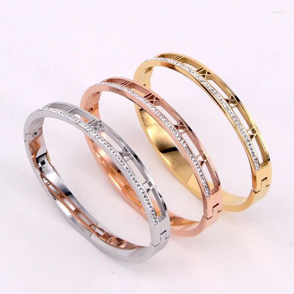 Bracelet mode acier inoxydable meilleur cristal creux chiffres romains Bracelet couleur or Rose femme femme cadeau de fête de mariage