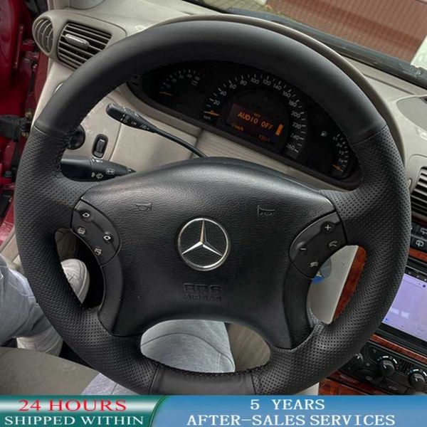 Bezüge Maßgeschneiderte Auto-Lenkradabdeckung Geflecht Anti-Rutsch-Kunstleder für Mercedes Benz W203 C-Klasse 2001–2007 Autozubehör G230524 G230524