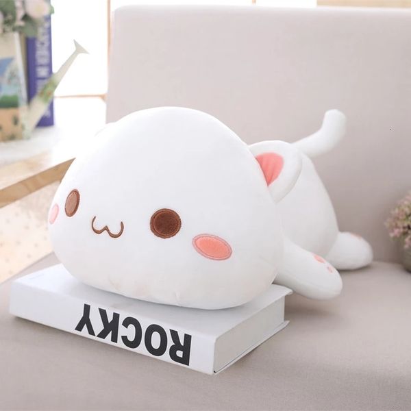 Bambole di peluche 35-65 cm Peluche gatto morbido Kawaii Gatto sdraiato Grande cuscino avvolgente Bambole di procione carino Cuscino animale farcito Cuscino regalo per ragazze 230523