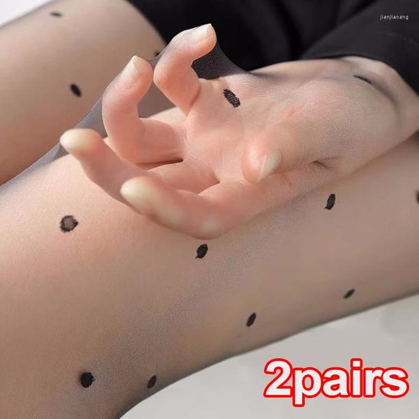 Женские носки 2Pairs Dot Print чулок сексуальные колготки сетки сетки сетки бесшовные колготки нейлон черный ночной клуб женский женский шелк тонкий шелк