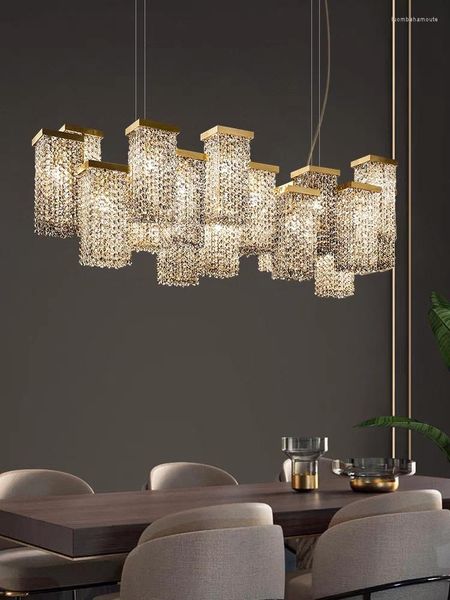 Candeliers Modern Itália Designer K9 Luzes pendentes de cristal para luxurosas de sala de jantar Bar Villa Island Lâmpada de lustre de lustre