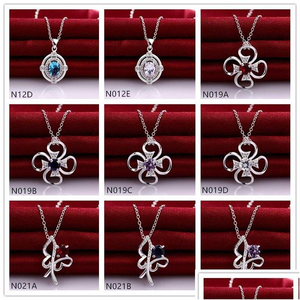 Anhänger Halsketten Mode Damen Edelstein 925 Silber Halskette Anhänger Gemischter Stil Großhandel Sterling Überzogen Gtn19 Drop Lieferung Jewelr Dha1S