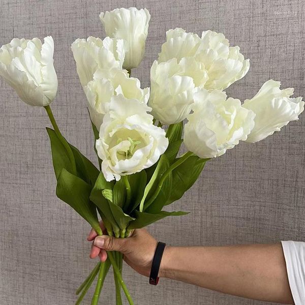 Dekoratif Çiçekler 50 PCS Yapay Bahçe Laleleri Gerçek Touch Lale Buket Dekor Mariage Ev Düğün Süslemeleri Sahte Çiçek