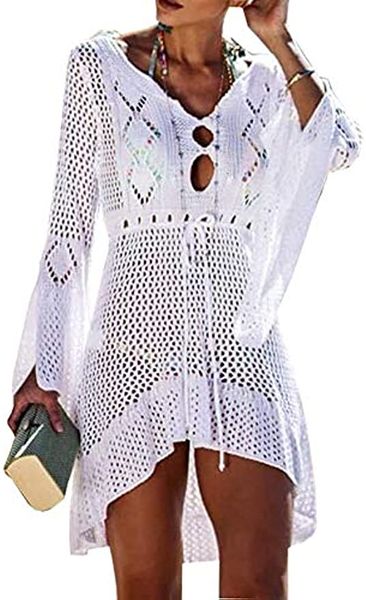 Mode Damen Kleid Strand Tops Perspektive Cover Kleider Bikini Cover-ups Netz Coverups