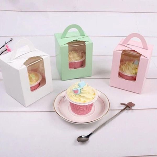 Confezioni regalo 5 pezzi Mini trasparente finestra portatile Cup Cake Box Muffin Borse Forniture per feste festive