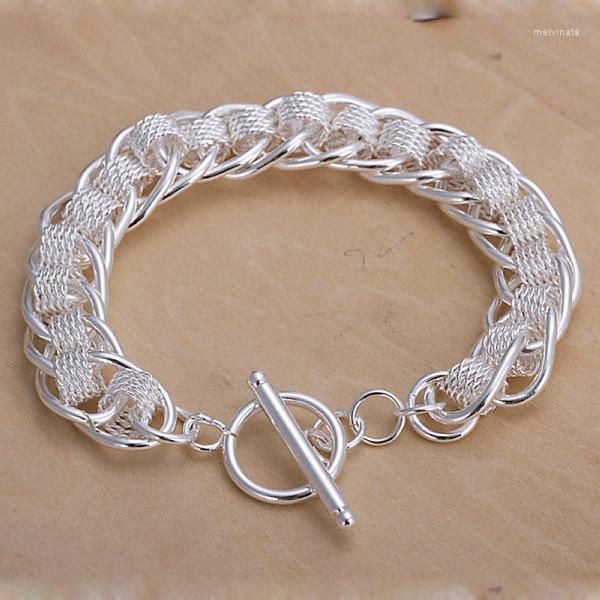 Link Bracelets Color Silver Noble Mulheres fofas Lady Lady Fashion Charm Joker Circular Bracelet Birthday Gift Girlfriend H059