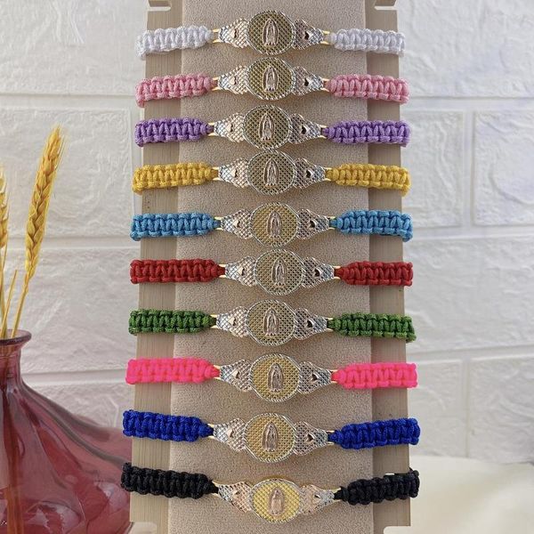 Charm-Armbänder, gewebte Manschette für Damen, modisch, 2023, verstellbares geflochtenes Seil, Jungfrau Maria-Armband, Armreif