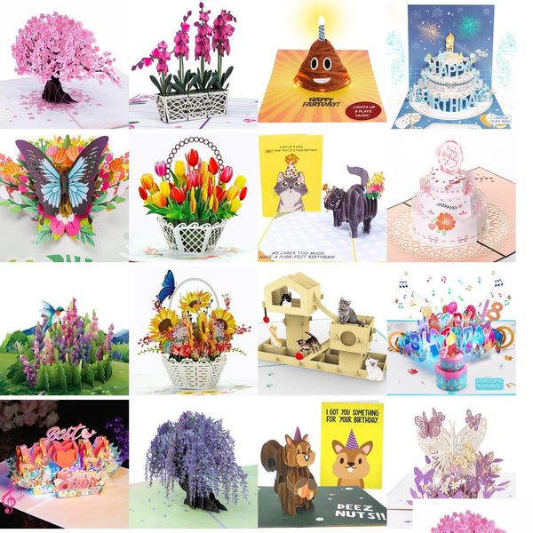 Cartões de felicitações Plush feliz aniversário Card Sings uma versão hilária da música acende em sincronia para a música 3d pop engraçado para homens dhu0t