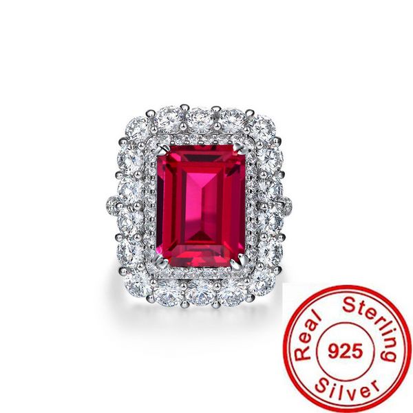 Vintage 6ct Ruby Diamond Promise Ring 100% Реал 925 стерлинговых обручальных колец обручальные кольца для женских ювелирных украшений