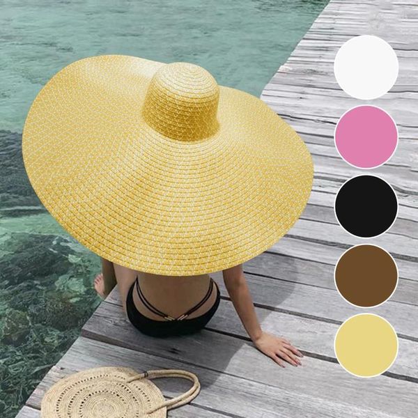 Geniş Memlu Şapkalar 70cm Çapı Büyük Hasır Şapka Kadınlar Plaj Büyük Bayanlar Yaz 2023 UV Koruma Katlanabilir Güneş Gölgesi Kapağı Sunhatwide Davi22