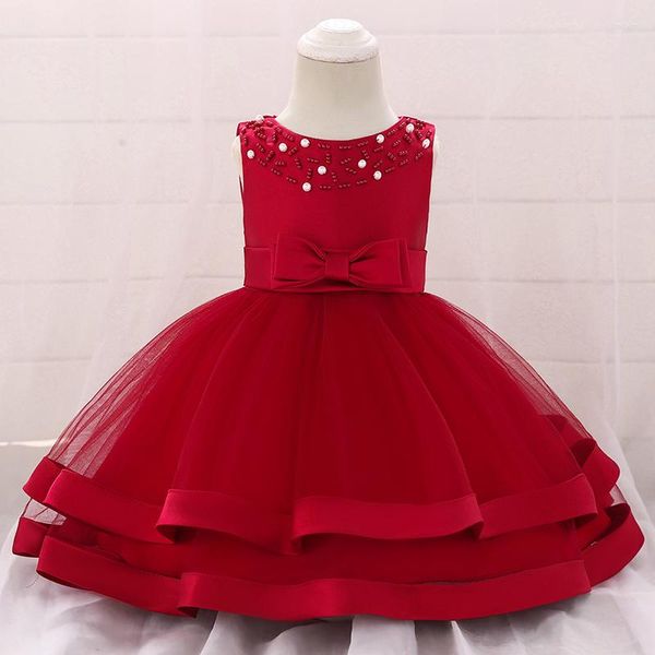 Mädchenkleider für 0–24 Monate alte Babys, Sommerkleid, süßes, mit Perlen verziertes kleines Prinzessinnenkleid, Weihnachten, Geburtstag, Party, Kostüm, Geschenk für geborene Kleidung