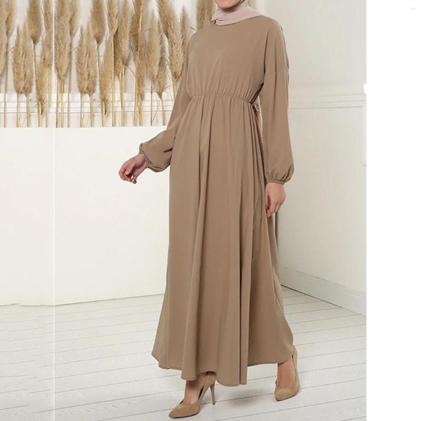 Vestidos casuais Moda muçulmana sólida hijab dubai abaya longa mulheres com cinto islã roupas africanas para manto kaftan