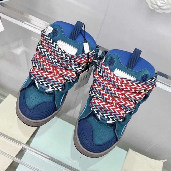 Kleidschuhe Dicker Boden Mischfarbe Große Größe 45 Lässige breite Schnürsenkel Flache Patchwork Schnürung Frühling Atmungsaktives Laufen Unisex Y23