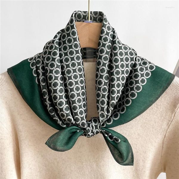 Шарфы 65 см 2023 Дизайн квадратный шарф для женщин маленький клетчик велюро