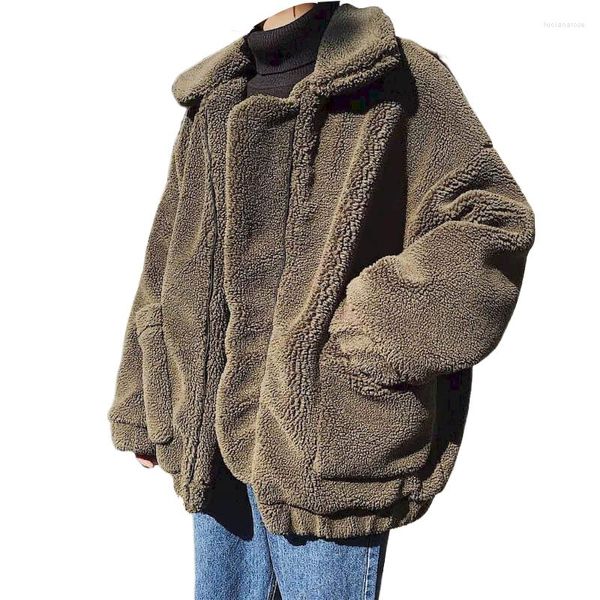 Мужские куртки хлопка толстая ягненка шерстяная ткань ткань зимняя прокладка корейский стиль jaquetas теплый плюс размер Casaco Masculino
