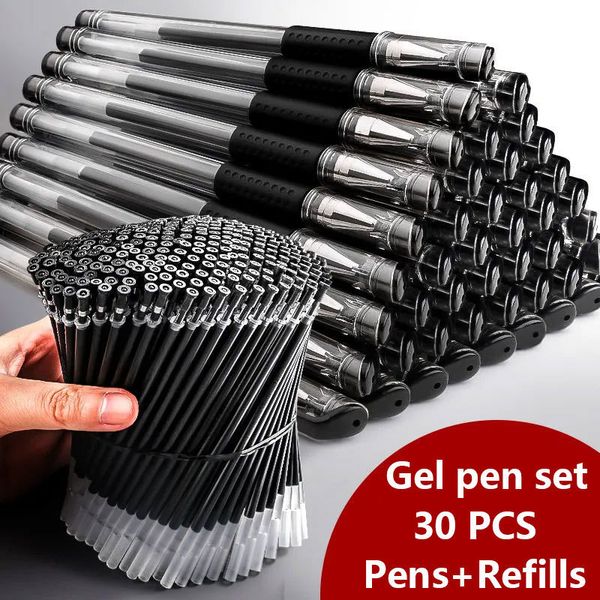 Canetas de esfero de 30pcs Gel Pen Setties Supplies Black Blue Red Tination Cor de 05mm Pen Kawaii Escritório de papelaria 230523