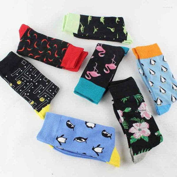 Männer Socken Harajuku Bunte Glücklich Lustige Chili Banane Lange Warme Kleid Für Männliche Hochzeit Weihnachten Geschenk Gekämmte Baumwolle Männer der