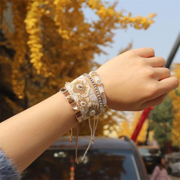 Bileklik Zhongvi 2021 Miyuki Bilezik Kadınlar İçin Modaya Mücevher Pulseras Mujer Moda Eşsiz Bilezikler Boho Moda El Yapımı Dokuma Dokuma