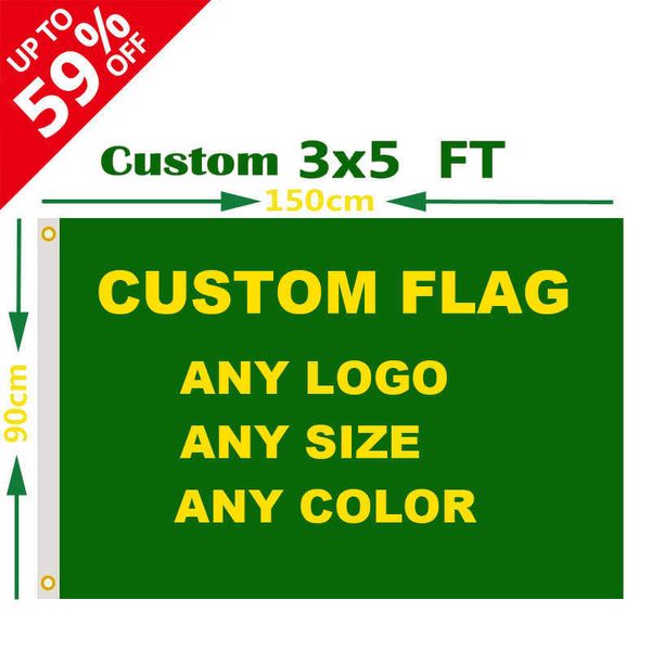 BANNER BANDS FLANÇA PERSONALIZADA 3X5 FT PRINCRIÇÃO DO BANNER VOLADOR QUALQUER TAMANHO 100D POLOTERIDADE DE PODIDAÇÃO DE DECORAÇÃO DE COPPER GROMMETS GRAVIMENTO GRÁTIS G230524