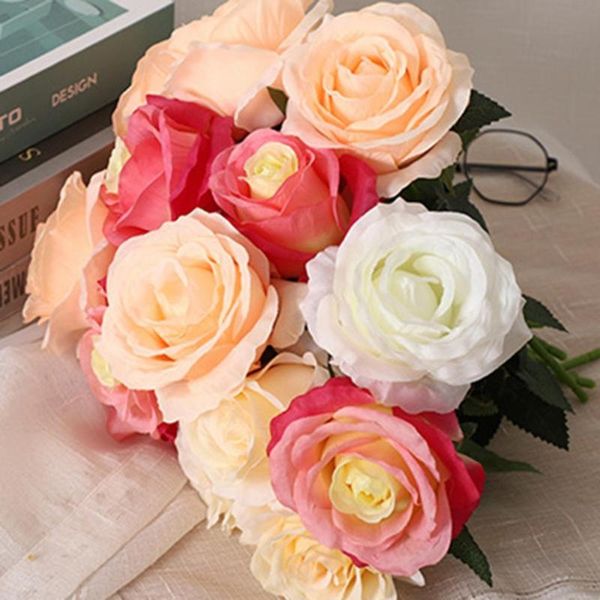 Dekorative Blumenkränze, Farben berühren Rose, Zweig, Stiel, Handgefühl, Filz, Simulation, künstliches Silikon, Zuhause, Hochzeit, dekorativ