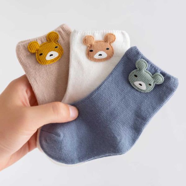 Socken 3 Paare/Set Socken Mädchen Jungen Schieberegler Neugeborenenzubehör Kaninchen Kindergeschenke Kleidung Babybedarf Bären G220524