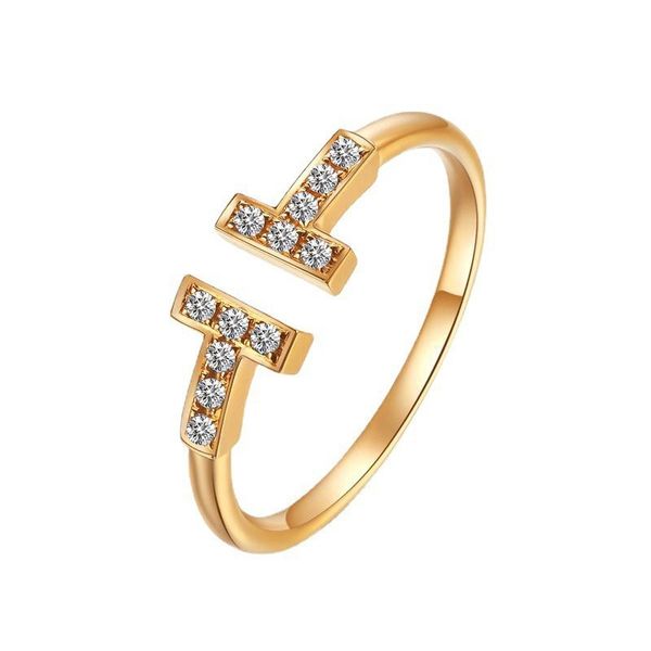 Luxus Marke Doppel Brief Ring Micro Pave Verlobung Hochzeit Ringe Schmuck für Frauen Geschenk