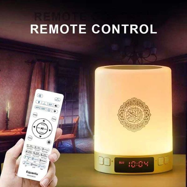 Alto-falantes portáteis azan relógio alto-falante portátil islâmico quran night light presente 16g cartão de memória veilleuse coranique mp3 player rádio am fm