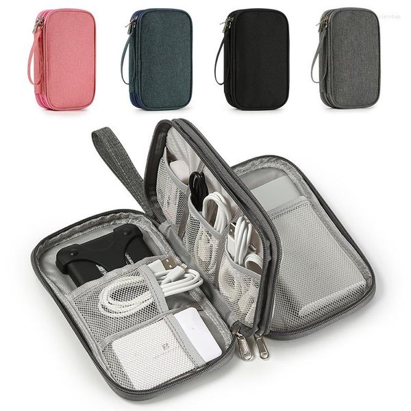 Borse portaoggetti Borsa per cavo dati Organizer per ricarica da viaggio Portatili impermeabili Doppi strati Scheda SD USB Accessori elettronici