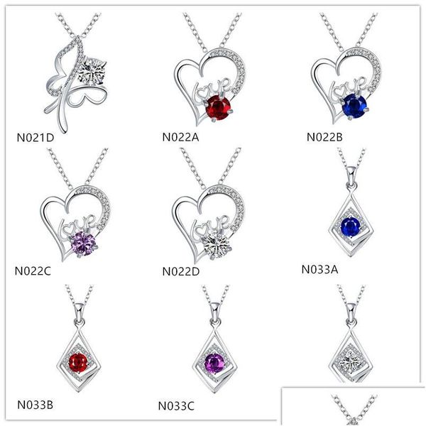 Anhänger Halsketten Hochwertige Mode Damen Edelstein 925 Silber 10 Stück Gemischter Stil Großhandel Sterling Überzogene Drop Lieferung Schmuck P Dhbfu