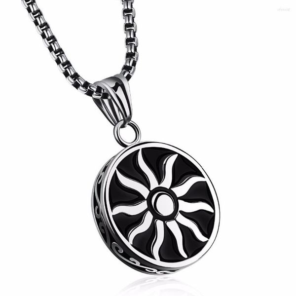 Anhänger Halsketten Mode Design Sonnengott Halskette Mann Vintage Runde Edelstahl Für Männer Neckless Frauen Schmuck