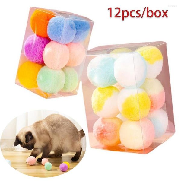 Toys de gato Bola de pelúcia colorida para gatos resistentes a mordidos molares interativos bolas engraçadas mastigar produtos de animais de estimação Drop