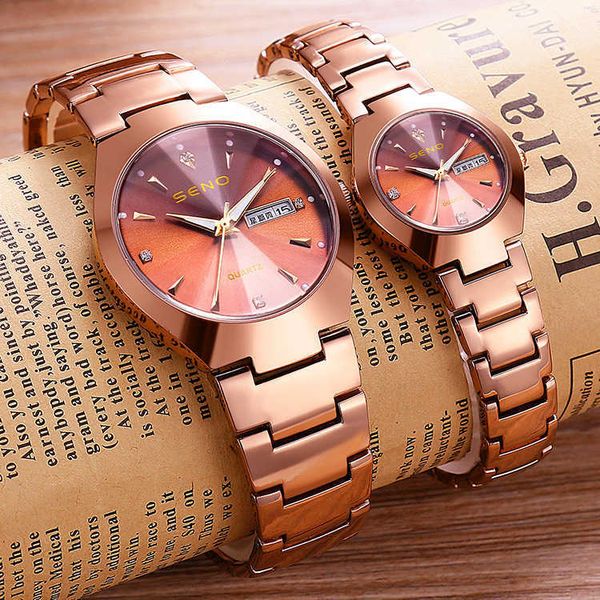 orologi di lusso da uomo coreani Nightglow orologio da coppia di moda impermeabile orologio al quarzo con doppio calendario