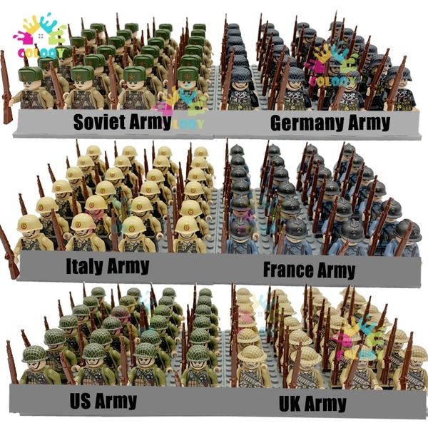 Blöcke Kinderspielzeug WW2 Soldaten Bausteine Nation Armee Mini Actionfiguren Militärsteine Lernspielzeug für Jungen Weihnachtsgeschenke 230523