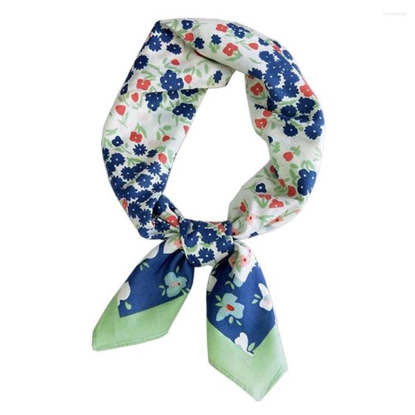 Schals MoriBty 70 cm Frauen Baumwolle Quadrat Schal Bandanas Blumen Haarband Stirnbänder Foulard Femme Halstuch Wraps Büro Dame Krawatte