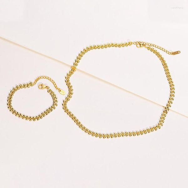Цепочки модная из нержавеющая сталь шикарная пшеничная ожерелье для колье для женщин для женщин роскошные воротнички для шейки