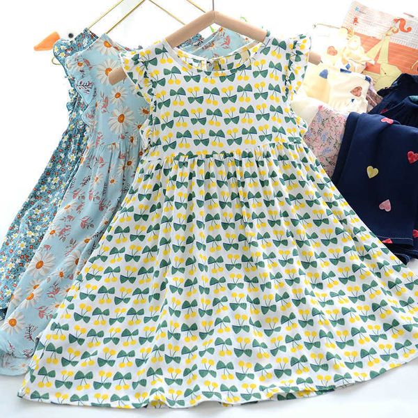 Mädchenkleider 2023 Sommer Seidenblumenkleid Elegantes Vorschulmädchen 1 2 3 4 5 6 7 8 Jahre alte Kinderdesignkleidung Cooles Geschenk G220523