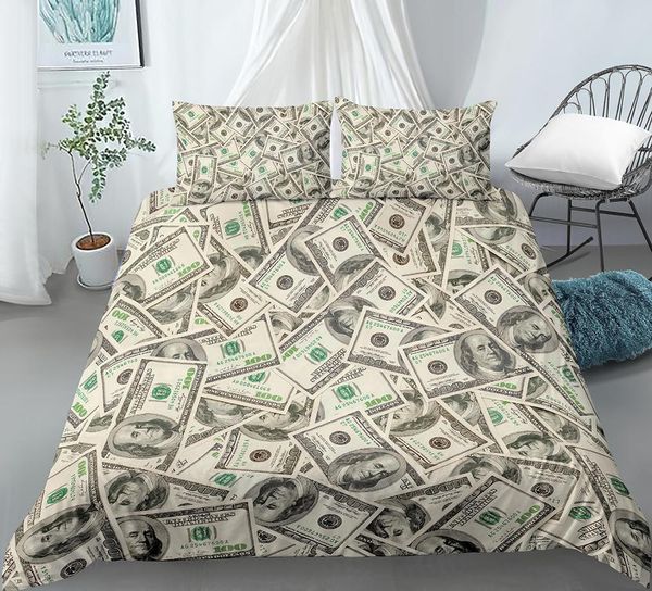 S 3D Modern Bedding Down Duvet Capa Vivid confortável capa de 2/3 peças Money Matemática Padrão Divertido Casamento 230524