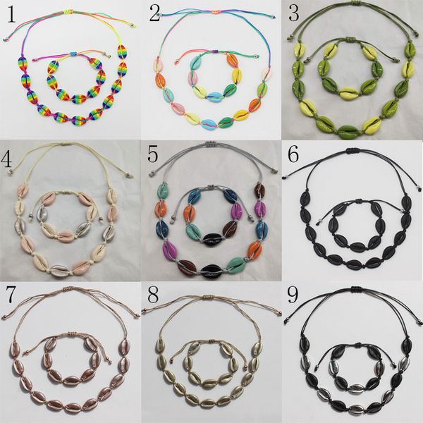 Bracelete de colar de praia de estilo boho conjunto de jóias multicolor femininas para viagens