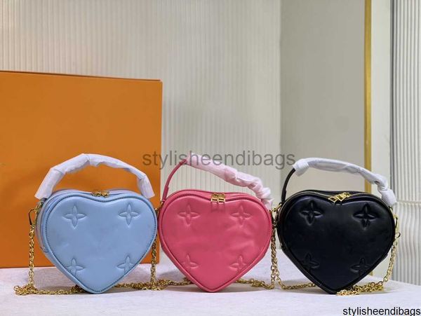 stylisheendibags MT Pop My Heart Beutel-Minitasche, herzförmige Bubblegram-gesteppte Leder-Damen-Handtasche mit Buchstaben und Blumen, luxuriöse Designer-Kettentaschen, Drachenfrucht, Rosa