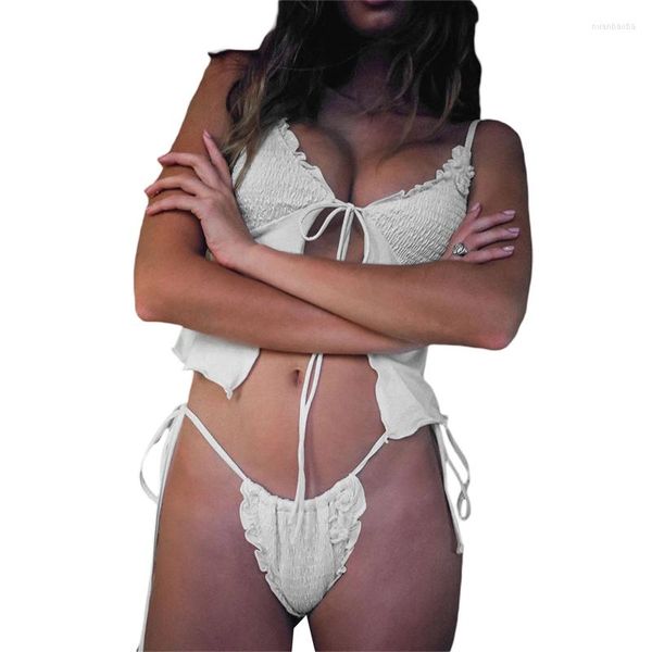 Tute da donna MAEMUKILABE Estate Costumi da bagno da donna Bikini a due pezzi Sexy con spalline Top Perizoma Costume da bagno con cut-out basso