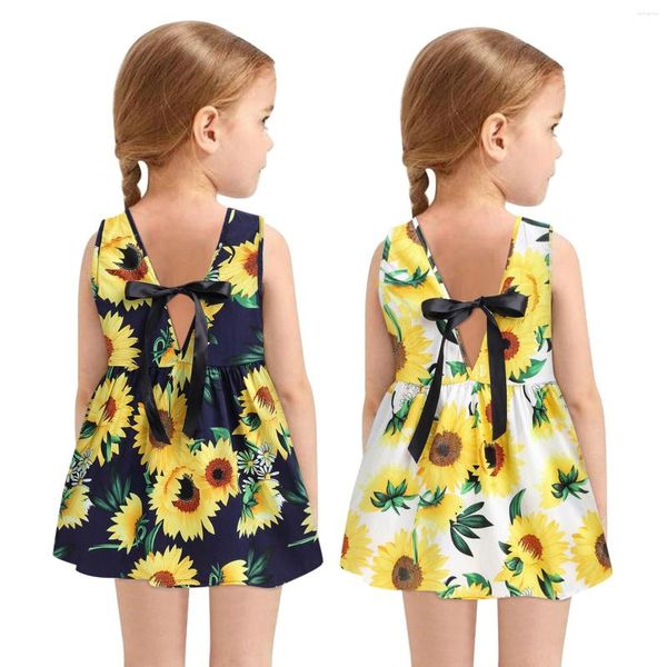 Mädchen Kleider 1-6 Jahre Mode Kleinkind Baby Mädchen Kleidung Kinder Sonnenblumen Slip Kleid Floral Strand