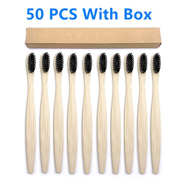Zahnbürste 50 Pack Eco Bambus Zahnbürste Erwachsene weiche Borsten biologisch abbaubare plastikfreie Zahnbürsten niedriger Kohlenstoff Eco Bambusgriff Pinsel 230524