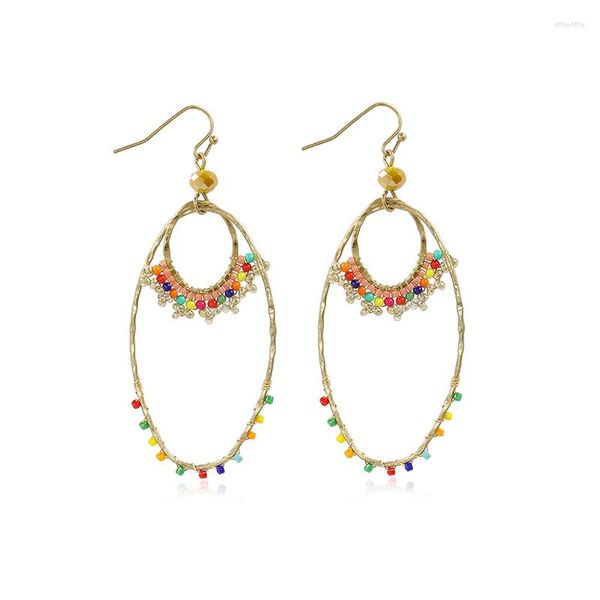 Orecchini pendenti Badu Boho Orecchino Creativo ovale fatto a mano Perline colorate Goccia per le donne Regali di gioielli dichiarazione carina Brincos