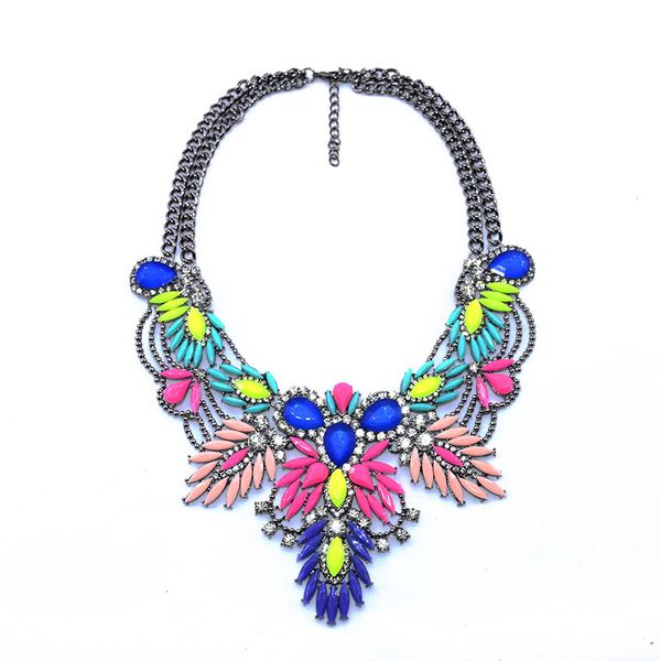 Chokers Fashion Indian Ethnic Declaração grande colar de gola de colarinho Mulheres Mulheres Multicolor Colares de Cristal de Cristal Multicolor Jóias 230524