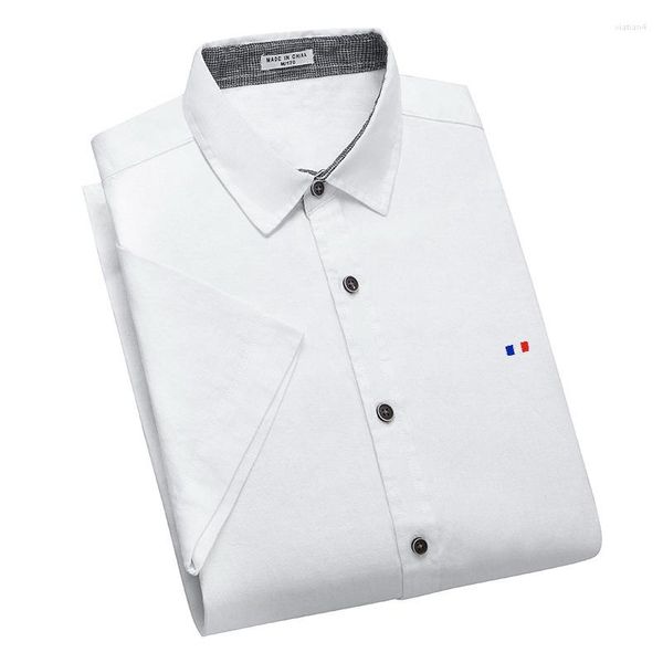 Camisas casuais masculinas de linho puro camisa de manga curta masculina diariamente confortável bandeira de negócios do tipo Business Clothing 1009