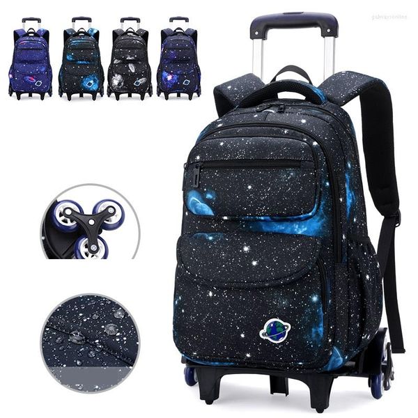 Borse da scuola Ragazzi Zaino Bambini con 2/6 ruote Bambini Mochila Escolar Ragazzi Trolley Zaino Bagagli Borsa a rotelle