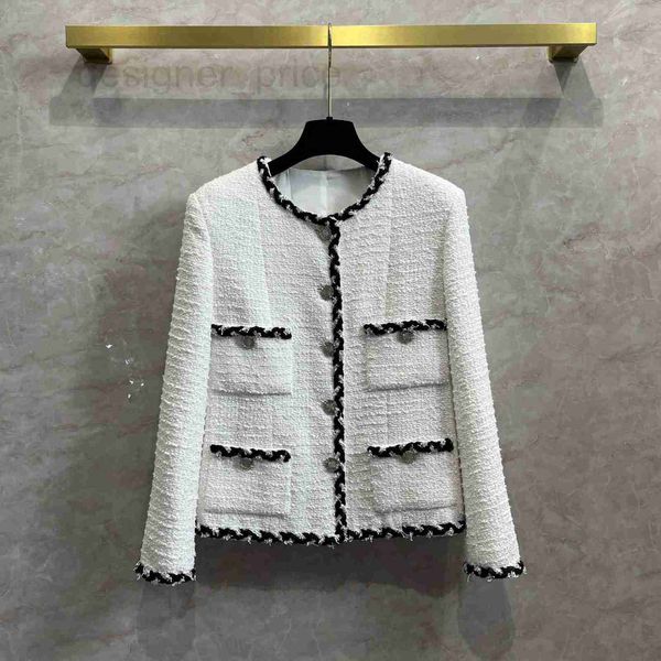 Designer de jaquetas femininas Rúsula de guerra de ano novo com diamante Chain Ribbon Tweed Coat Chic Shop Shop Shop Top 4UDF