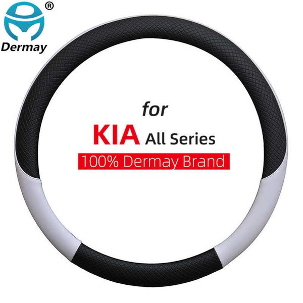 Tampas do volante de direção 100% Dermay Brand Couro de couro para o volante para Kia Sportage Picanto Sorento Cerato Rio x Linha Optima Acessórios Automóveis G230524 G230524